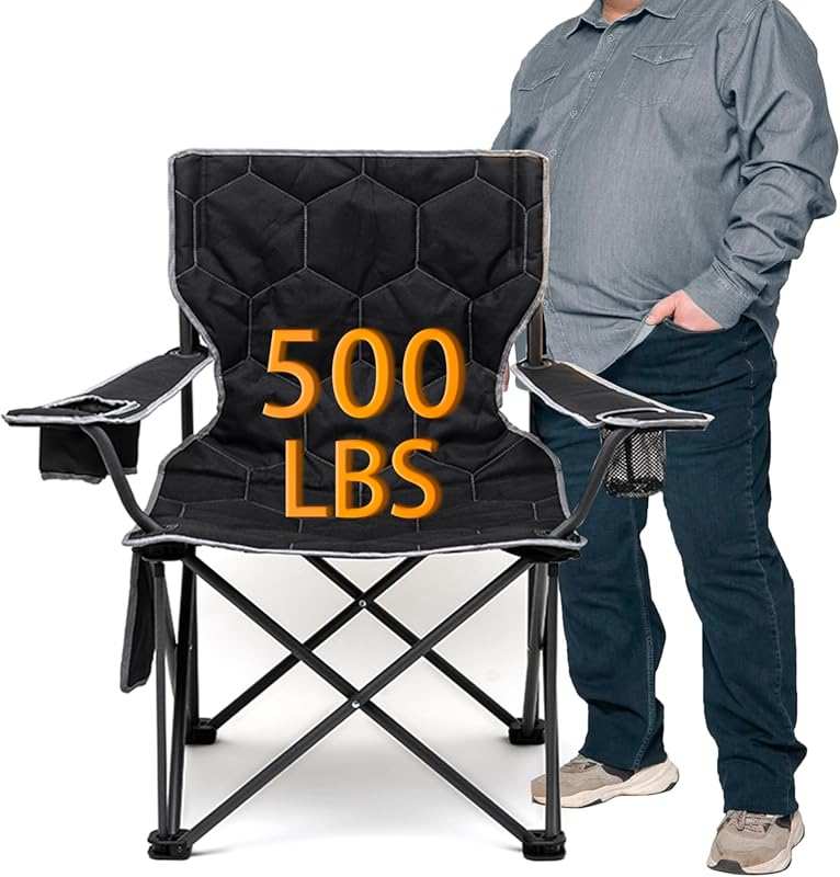 SUNNYFEEL XL Oversized Heavy Duty Camping Chair: Padded Quad Seat for 