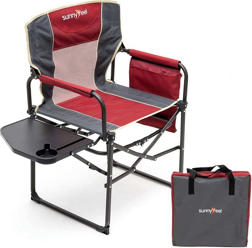 SUNNYFEEL Oversized Directors Camping Chair with Side Table and Pocket