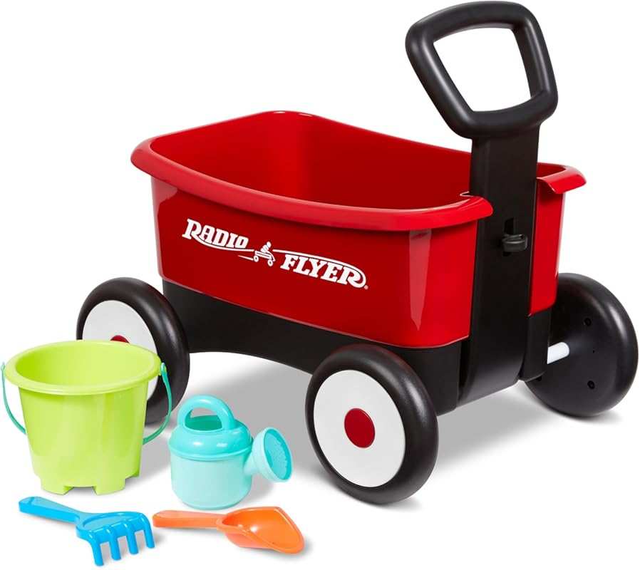 Radio Flyer My 1st Wagon 2-in-1 Walker and Pull Wagon with Garden Tool