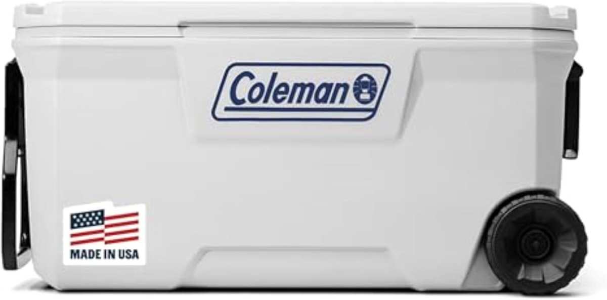 Coleman Marine Cooler: UV Guard insulated lid/body, keeps ice 3+ days,