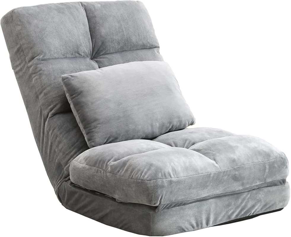 Indoor Floor Chaise Lounge Sofa with Pillow, 14 Angle Adjustment Recli