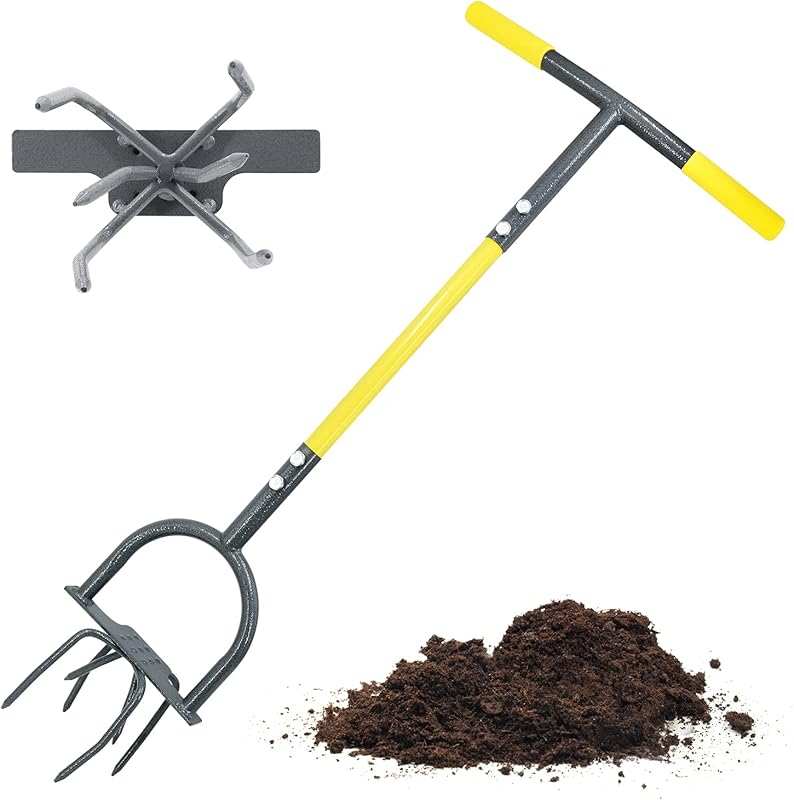Jardineer Hand Tiller Cultivator, Heavy-Duty Twist Tiller for Raised B