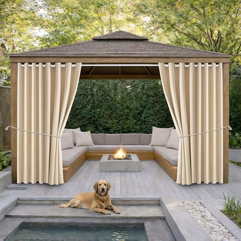 DIVA EN CAMINO DEC Waterproof Grommet Top Blackout Curtain 105x95 Beig