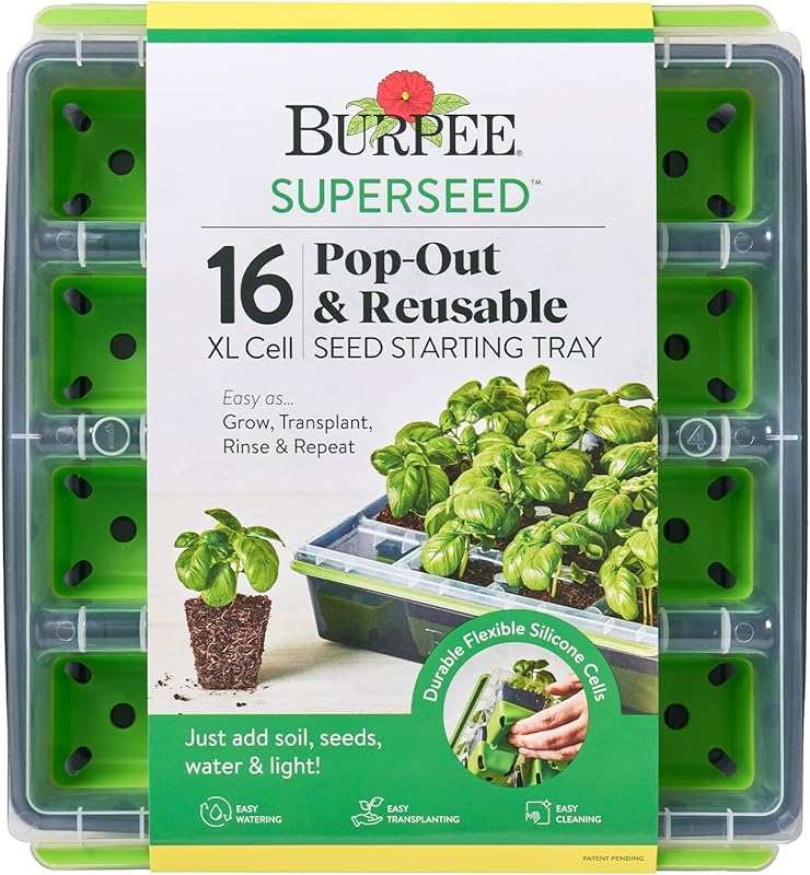 Burpee SuperSeed 16 XL Cell Reusable Seed Starting Tray for Deep-Rooted