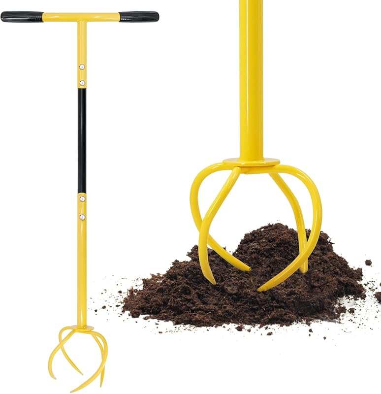 Manual Twist Tiller with Ergonomic Handle, Steel Cultivator & Lawn Aer