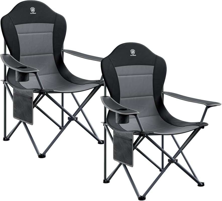 EVER ADVANCED 2 Pack Oversized Folding Camping Chairs, High Back Padde