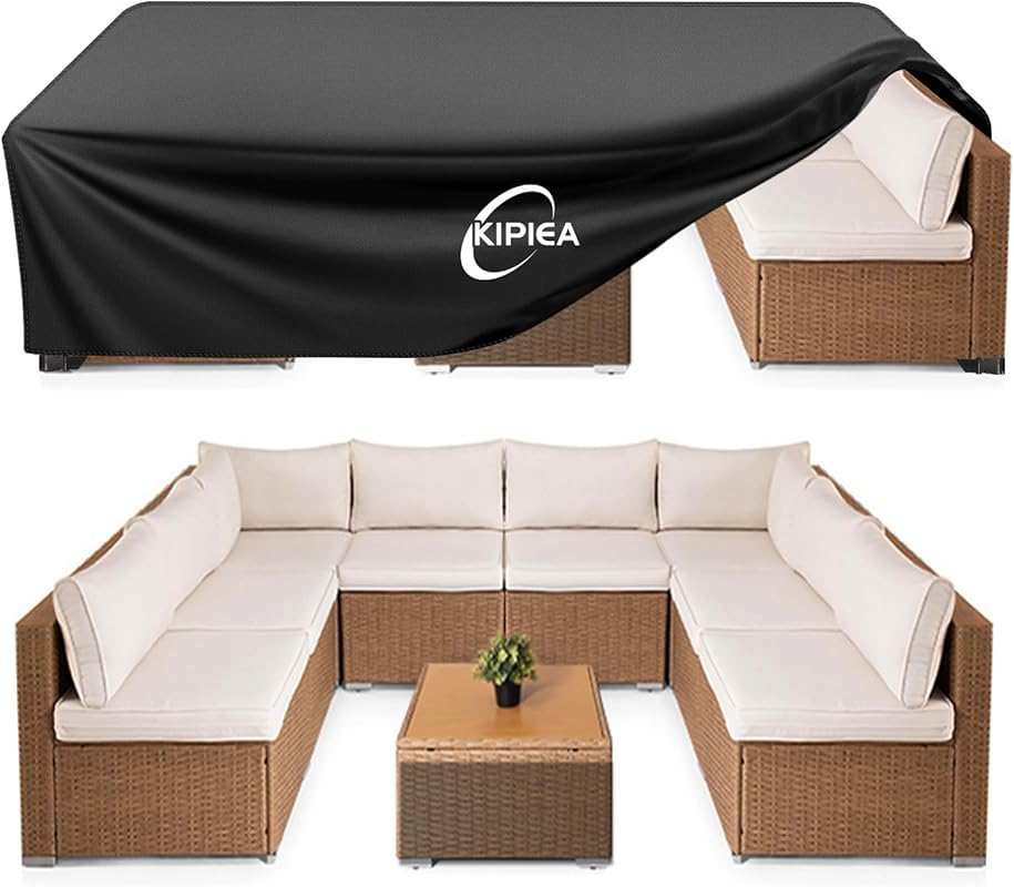 Kipiea Heavy-Duty Waterproof Patio Furniture Cover with Anti-UV Protec