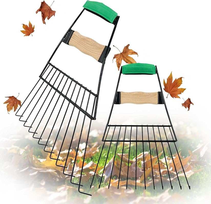 Sturdy Steel Leaf Scoops and Hand Rakes for Fast Leaf and Debris Colle