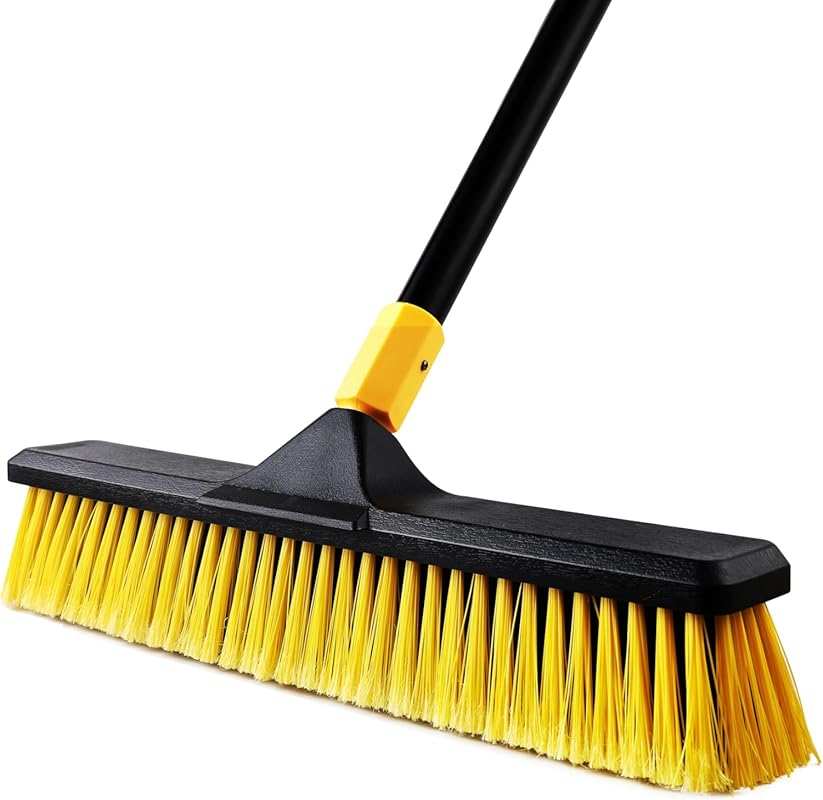 Yocada 18-Inch Heavy-Duty Outdoor Commercial Push Broom with Stiff Bri