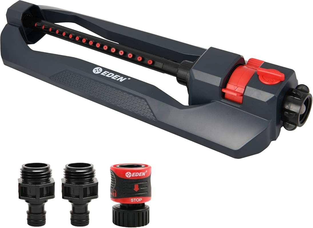 Eden Weighted Oscillating Sprinkler, Covers 3,600 sq ft, 16 Nozzles, F