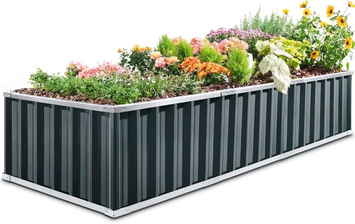 KING BIRD Large Galvanized Raised Garden Bed Kit with 2 Installation M