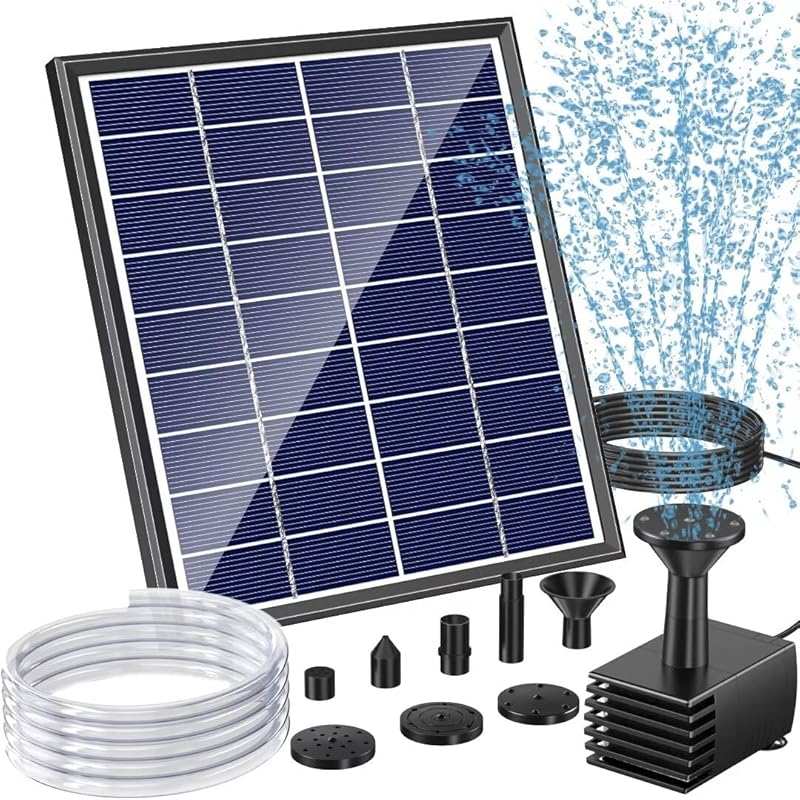 POPOSOAP 6W Solar Bird Bath Fountain Pump with Tubing and Nozzles for 