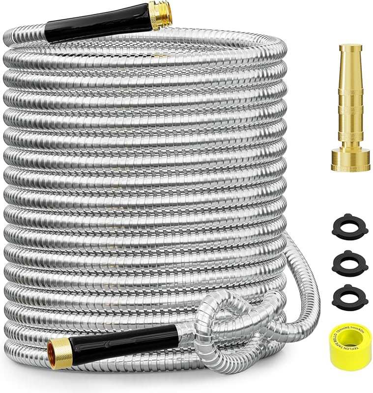 SPECILITE 100 ft Heavy Duty 304 Stainless Steel Garden Hose with Brass
