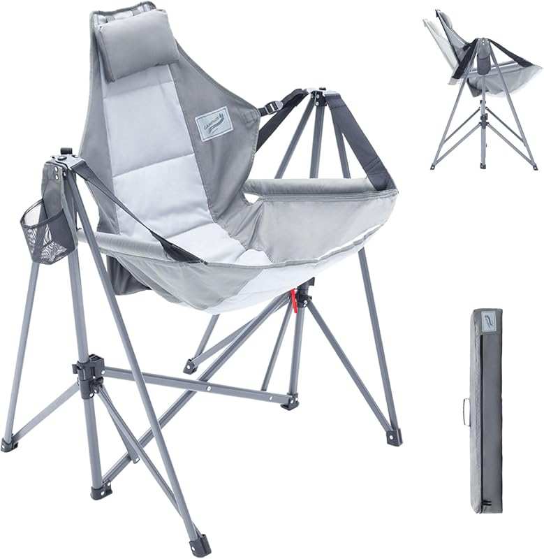 Portable Swing Hammock Chair with Headrest & Drink Holder for Outdoor 