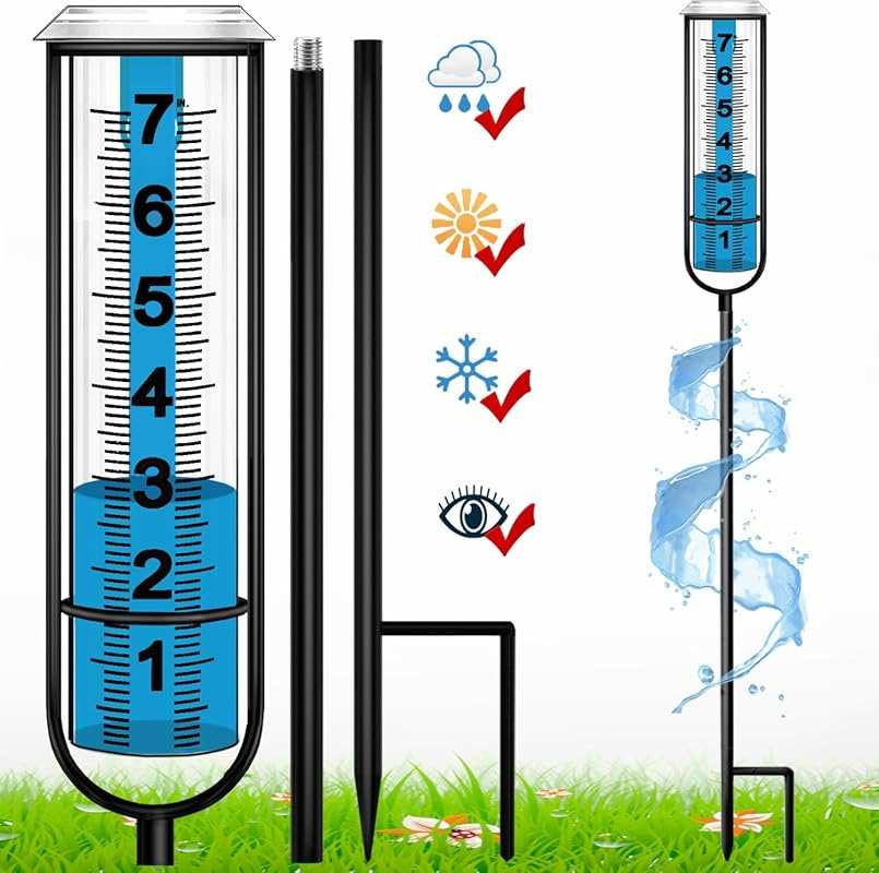 JMBay Tall Outdoor Rain Gauge with Stake - Large Numbers, Adjustable H
