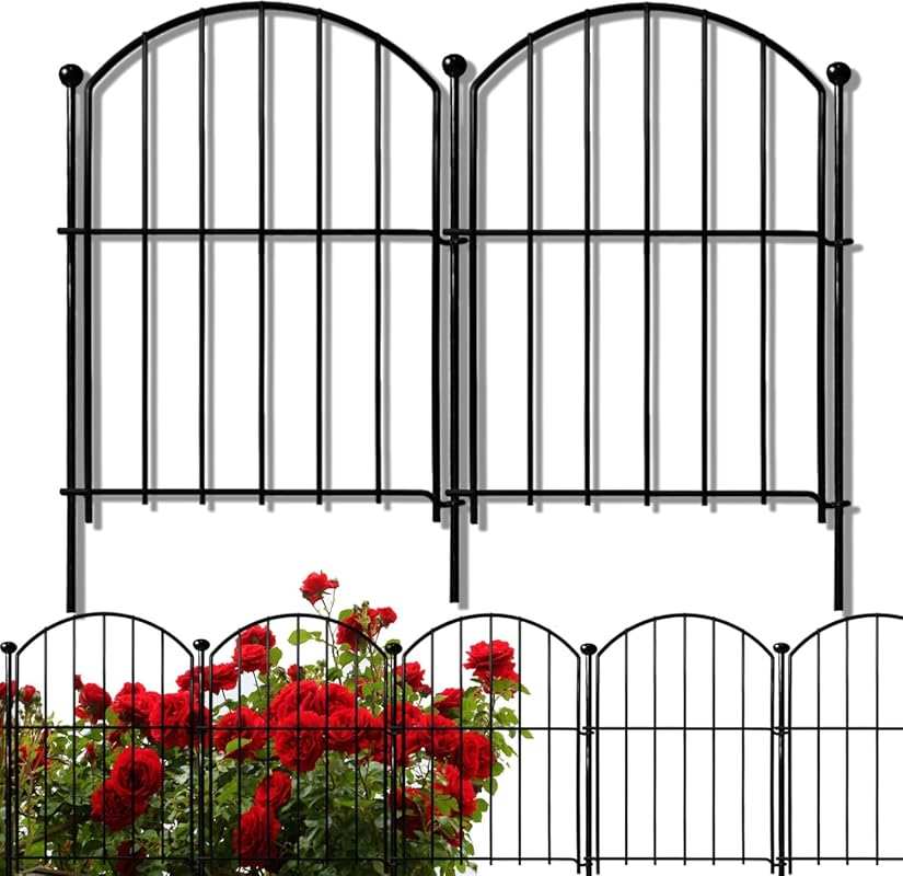 17in x 10ft Decorative Rustproof Metal Fence Panels for Dogs and Garde