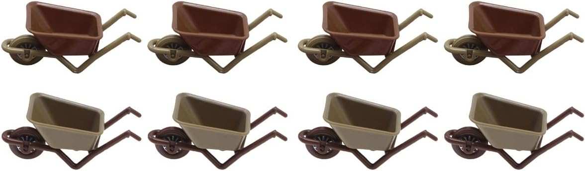 LOGOFUN 8-Piece Green and Brown Miniature Wheelbarrow Set for Farm and