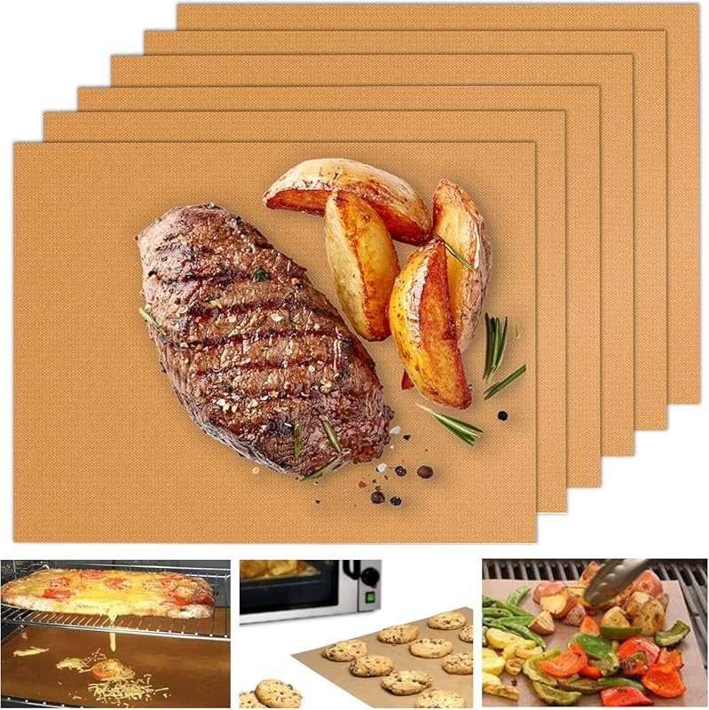 UBeesize 6-Pack Copper Grill Mats: Heavy-Duty, Non-Stick BBQ Baking Ma