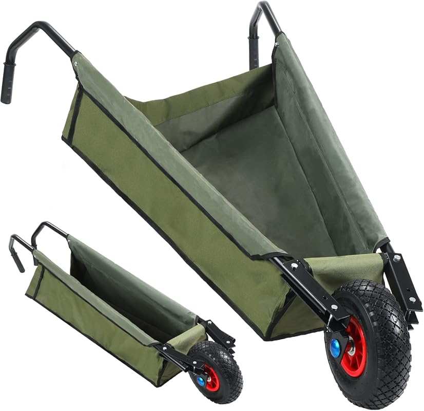BBTO Folding Wheelbarrow: Collapsible Yard Cart with 10