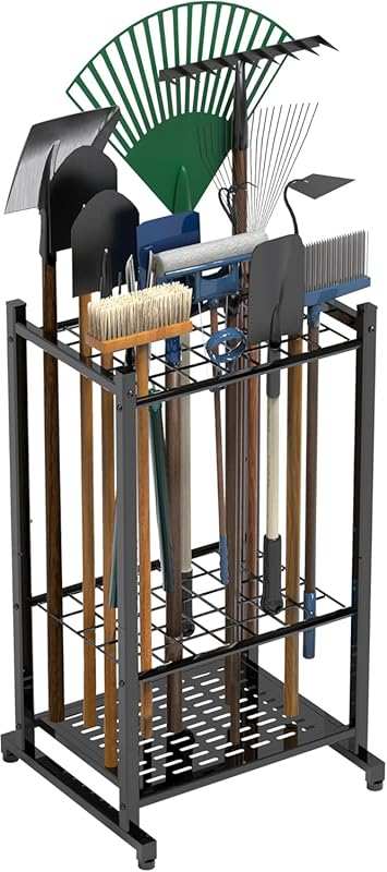 Heavy Duty Garden Tool Organizer Rack: Steel Tower for 35 Long Tools i