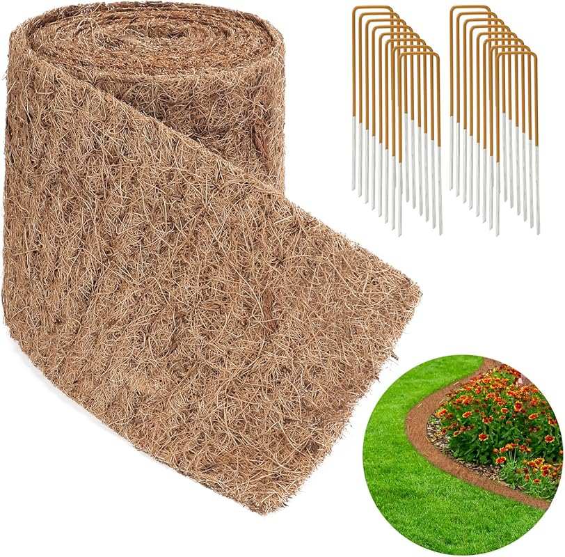 Natural Coconut Fiber Mulch Mat Roll with Stakes