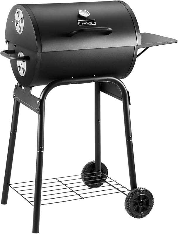 Versatile Outdoor Barrel Charcoal Grill with Large 500 Sq.In. Cooking 