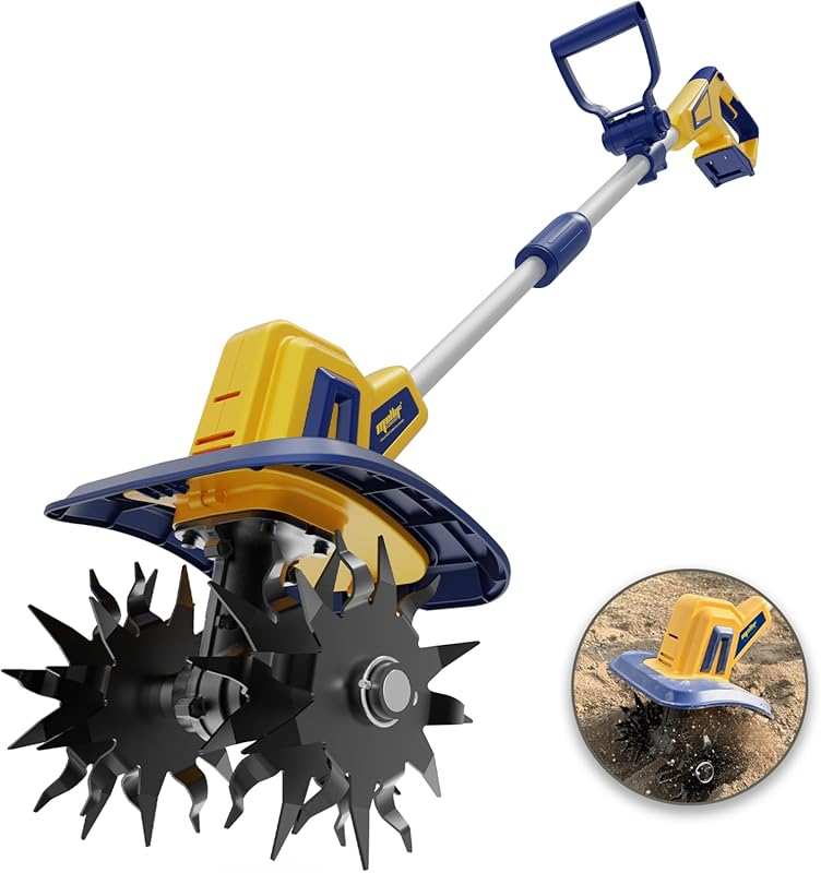 Dewalt 20V Battery Cordless Electric Garden Tiller with 48 Steel Tines