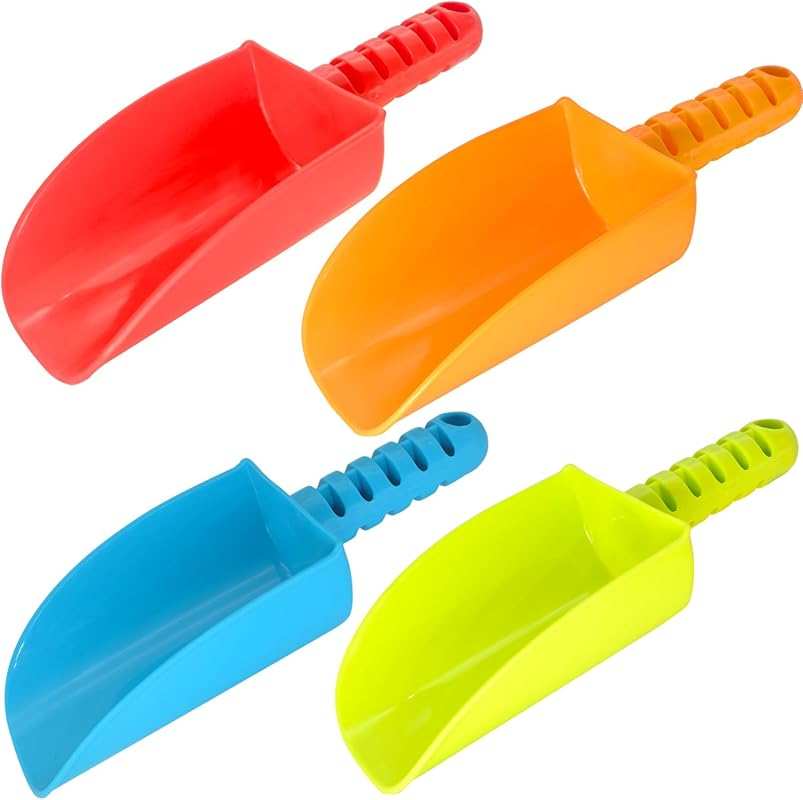 Heavy Duty Plastic Beach Shovel Toys for Toddlers, 4-Pack Outdoor Sand