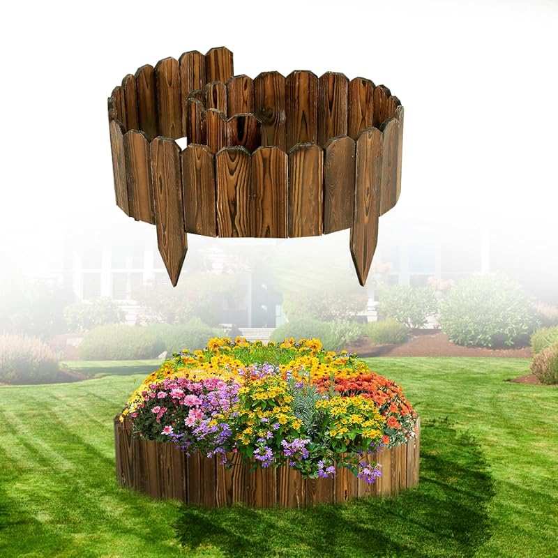 Weather-Resistant Pine Wooden Garden Edging, 7.9ft x 8in Landscape Bor