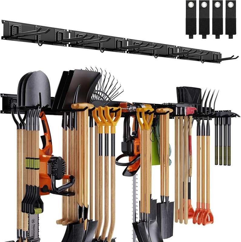 64 Inch Garage Tool Organizer Wall Mounted Rack - Adjustable Garden To