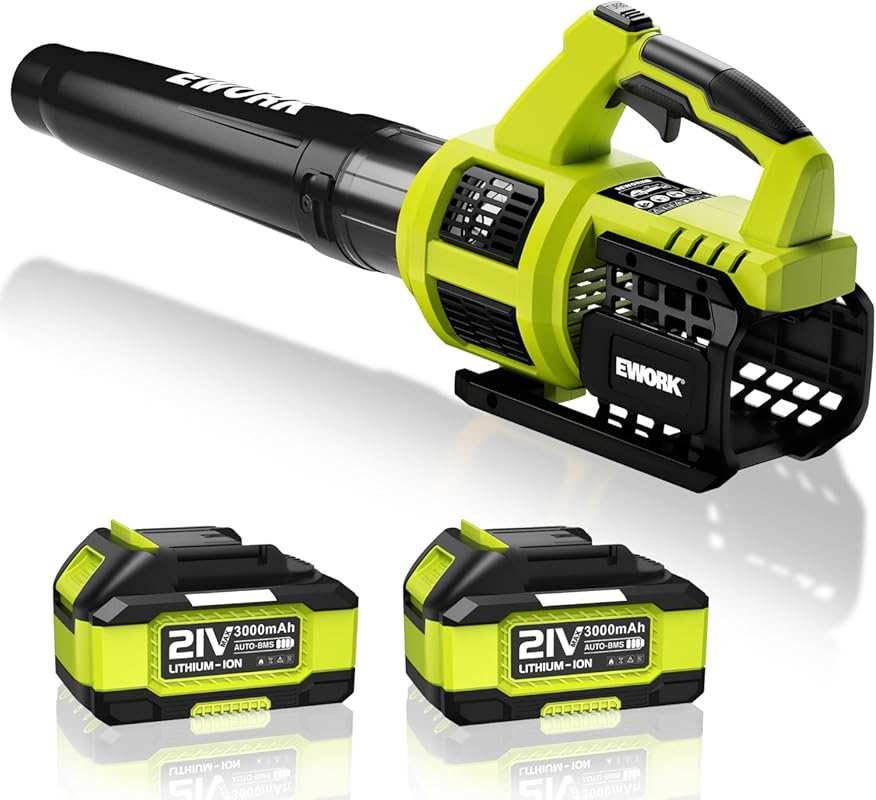 EWORK Cordless Leaf Blower: 21V-550CFM High Power Lightweight Handheld