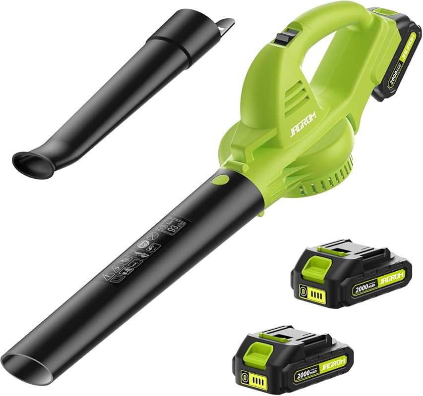 Cordless Leaf Blower with 2 Batteries, 20V Electric Leaf Cleaner for L