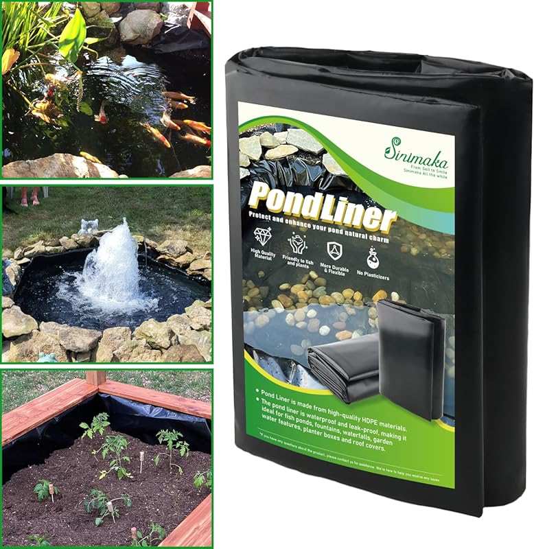 16x20 Ft HDPE Pond Liner: Durable & Flexible for Outdoor Ponds, Fish, 