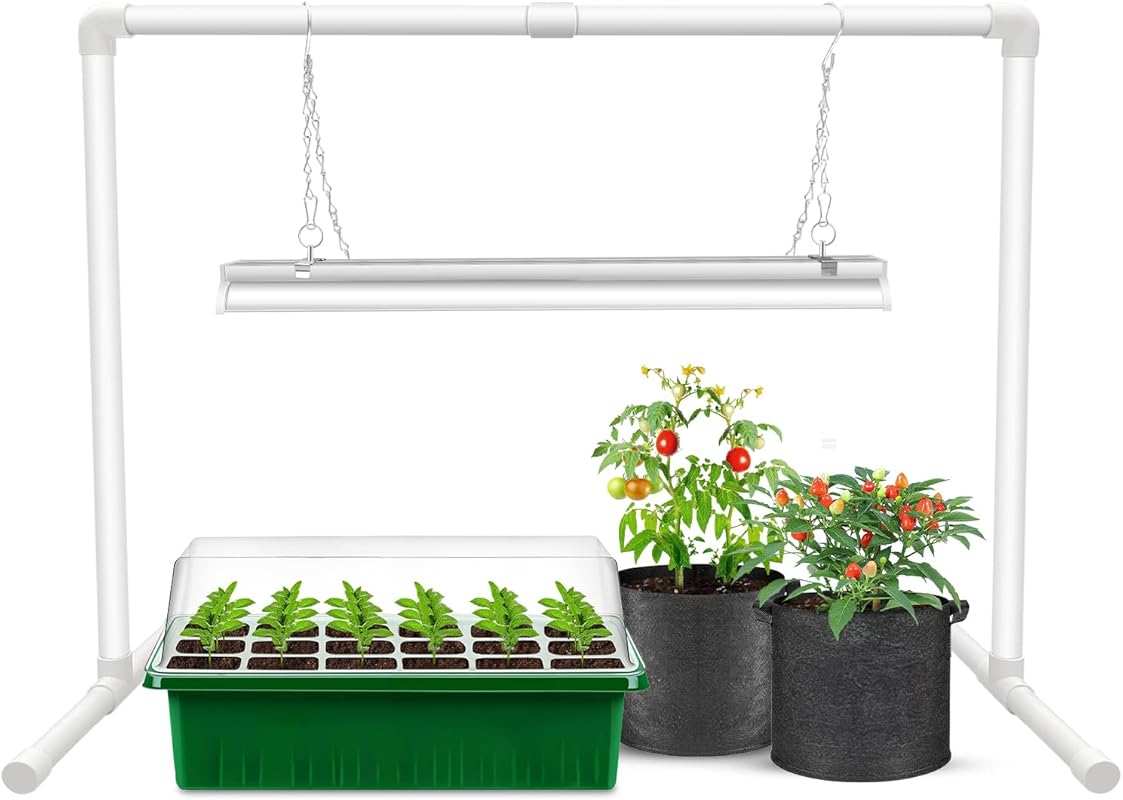 Wolezek 2ft T5 Full Spectrum LED Grow Light with Stand for Seed Starti