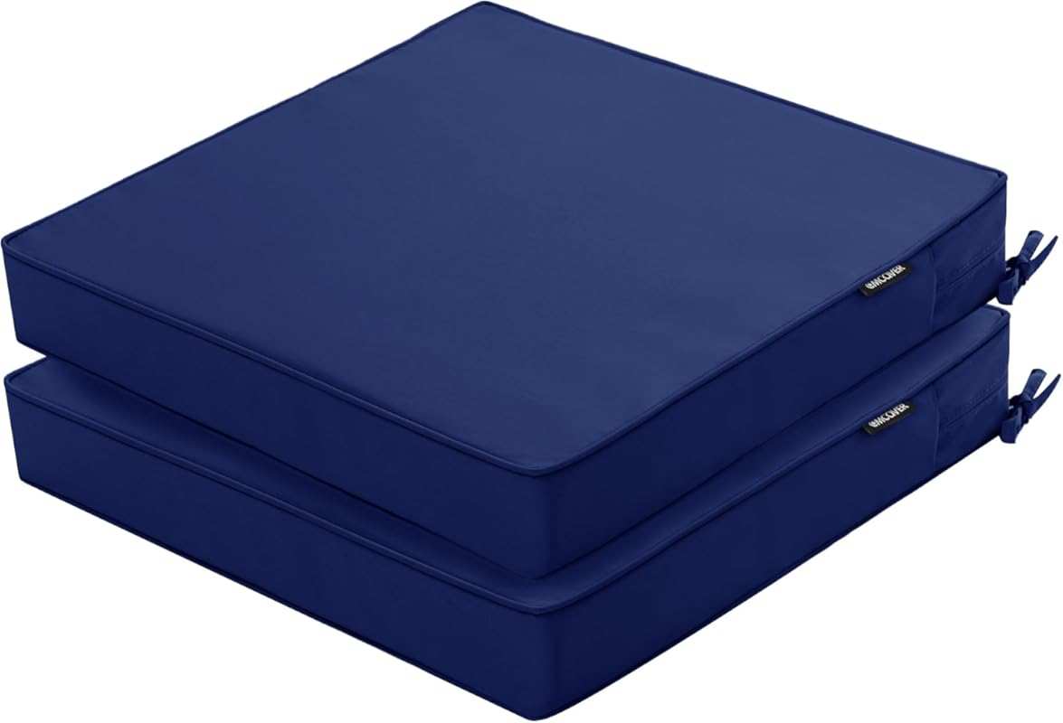 Navy Set of 2 Water-Resistant Patio Chair Cushions, 19