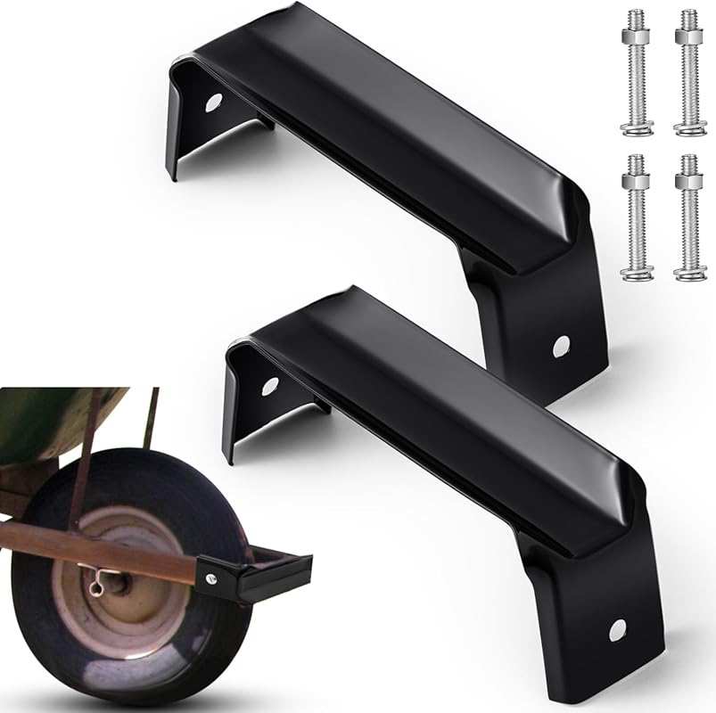 Tandefio 2 Pcs Steel Wheelbarrow Axle Brackets with Bolts Nuts