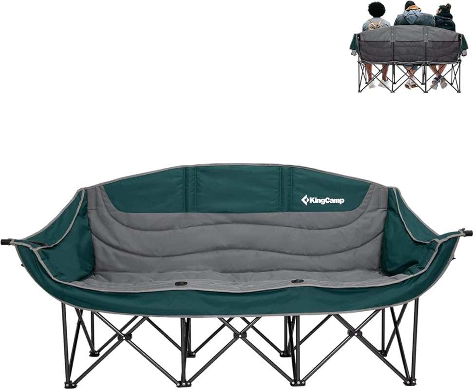KingCamp 3-Person Oversized Camping Loveseat – 660lb Heavy Duty Foldin