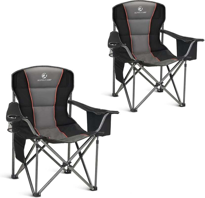 ALPHA CAMP Heavy Duty Oversized Camping Chair (500LBS) with Padded Sea