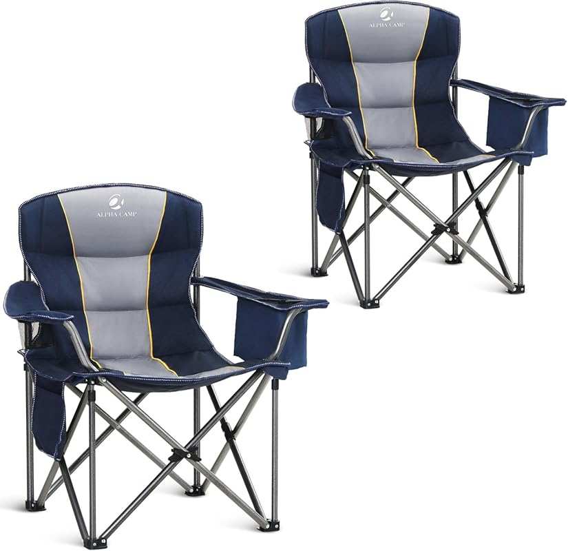 ALPHA CAMP Heavy Duty 500lb Capacity Oversized Camping Chair with Cool