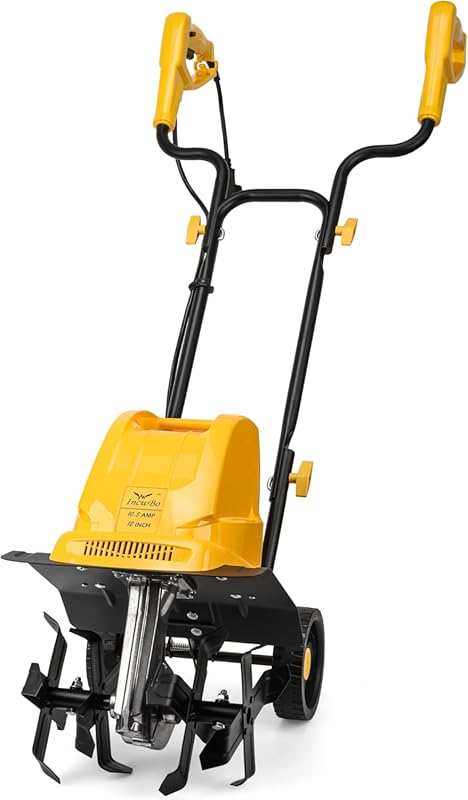 Lightweight 10.5-Amp Corded Electric Tiller with Adjustable Wheels and