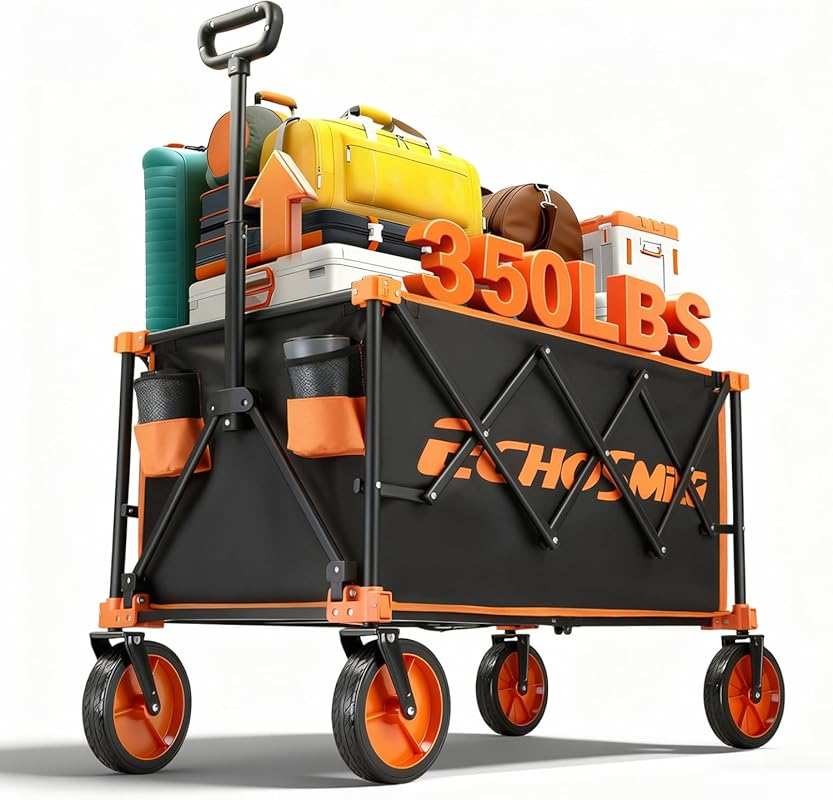 EchoSmile Collapsible Wagon Cart with 350lbs Capacity, Removable Wheel