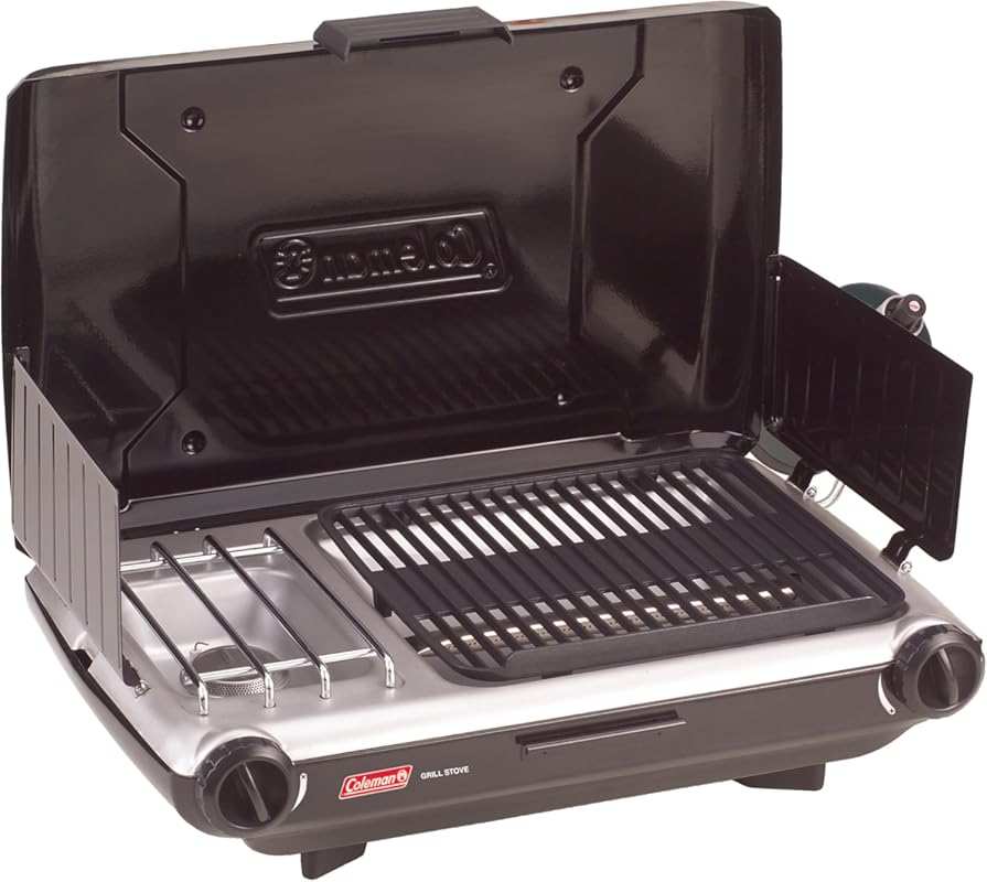 Coleman 2-in-1 Propane Camping Grill & Stove: 20,000 BTUs, Adjustable 