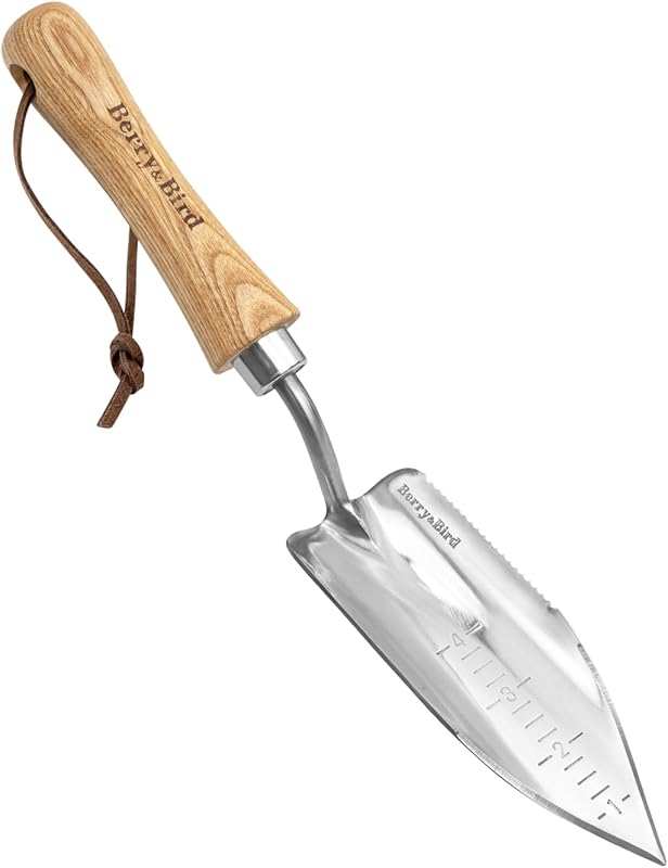 Berry&Bird Stainless Steel Potting Trowel – Serrated Hand Shovel with 