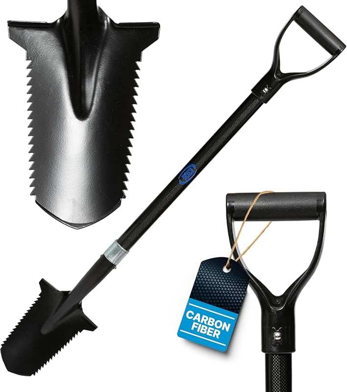 Lightweight Carbon Metal Detecting Shovel with Double Serrated Blade f