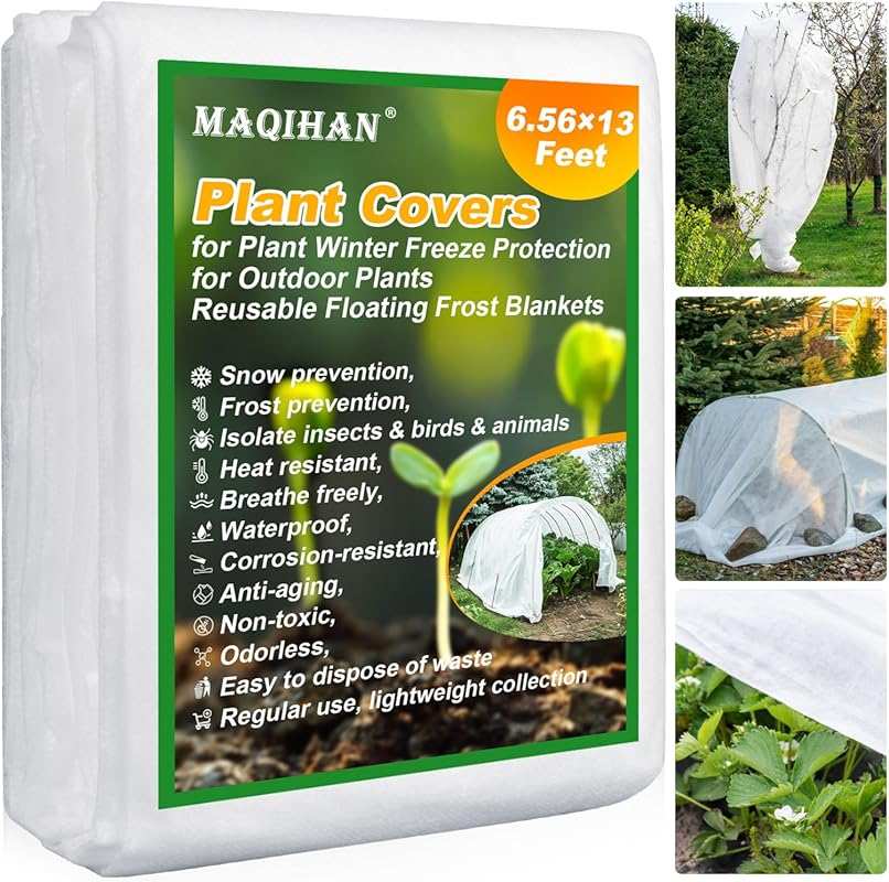 MAQIHAN 6.5x13 ft Plant Covers: Non-Woven Winter Freeze Protection Flo