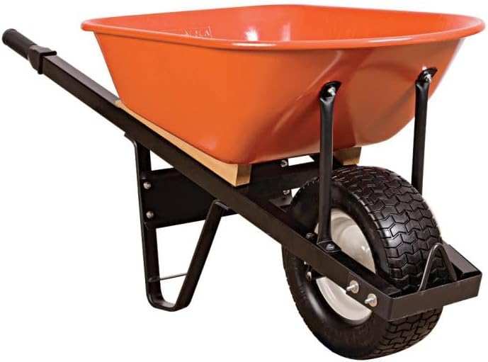 A.M. Leonard 6-Cubic-Foot Steel Tray Wheelbarrow with Steel Handles an