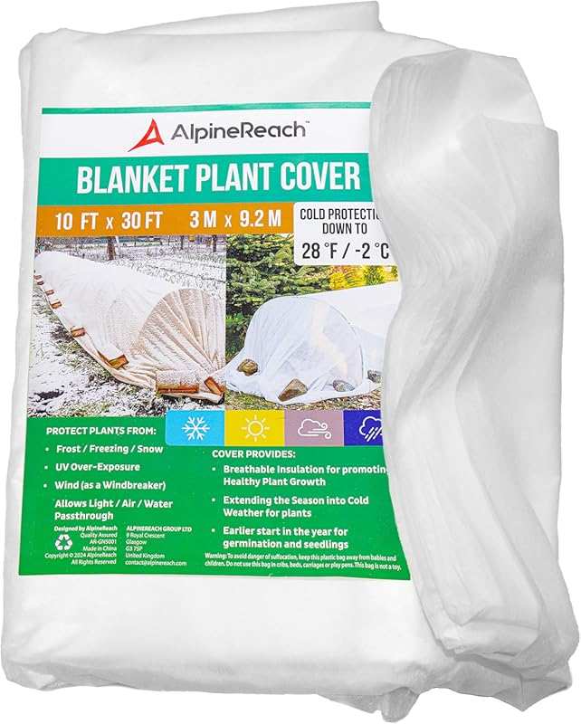 AlpineReach Plant Covers: 10x30 ft Frost & Sun Protection Freeze Blank