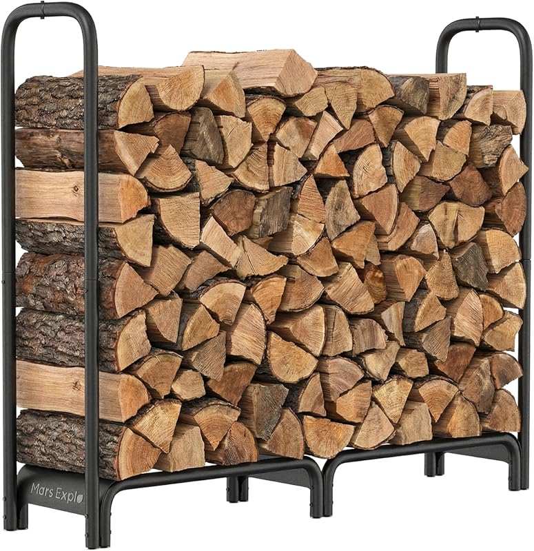 4ft Heavy Duty Metal Firewood Rack for Indoor Outdoor Fireplace Log St