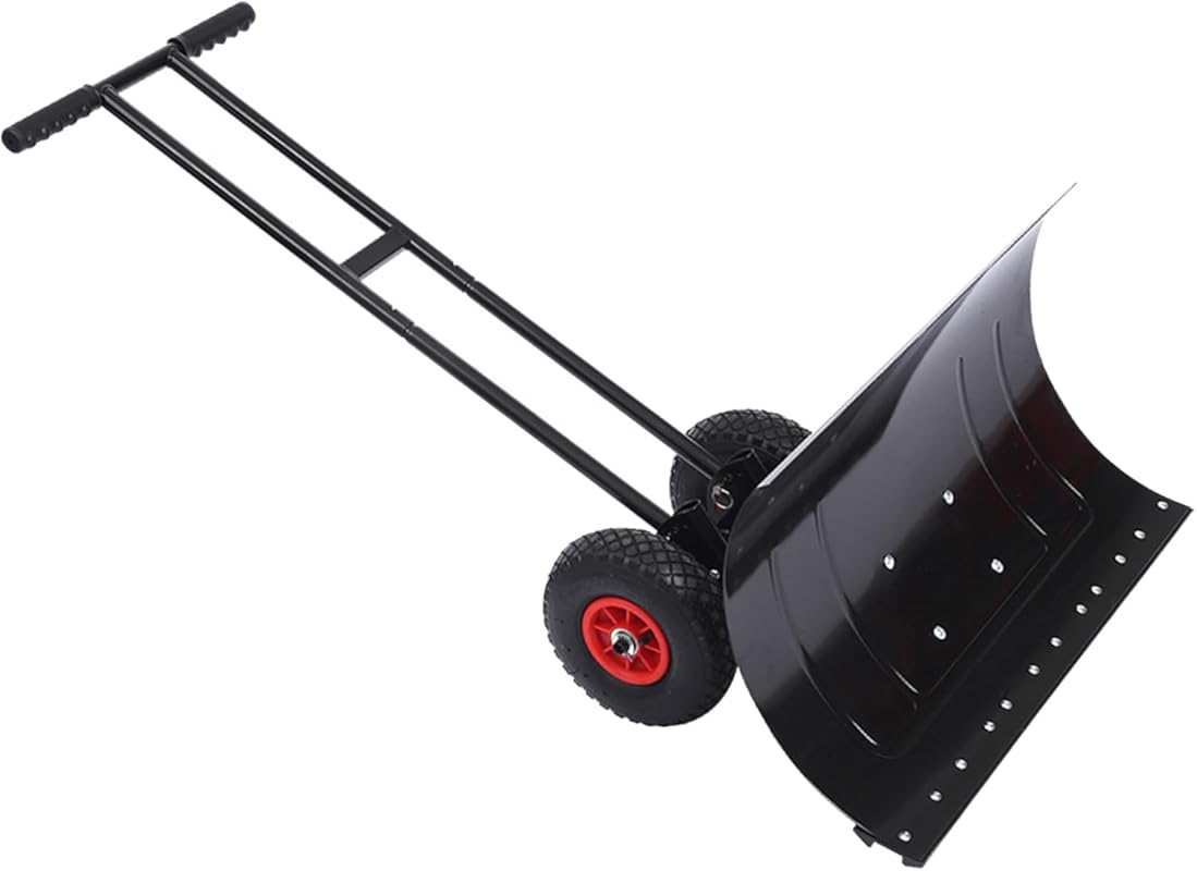 Adjustable Handle Snow Plow with Rhombic Rubber Tires for Classic Iron