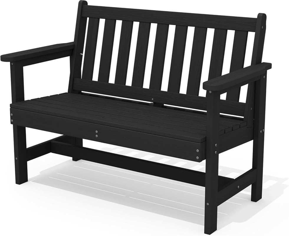SERWALL HDPE Outdoor Bench with 660 lbs Capacity, Weatherproof Garden 